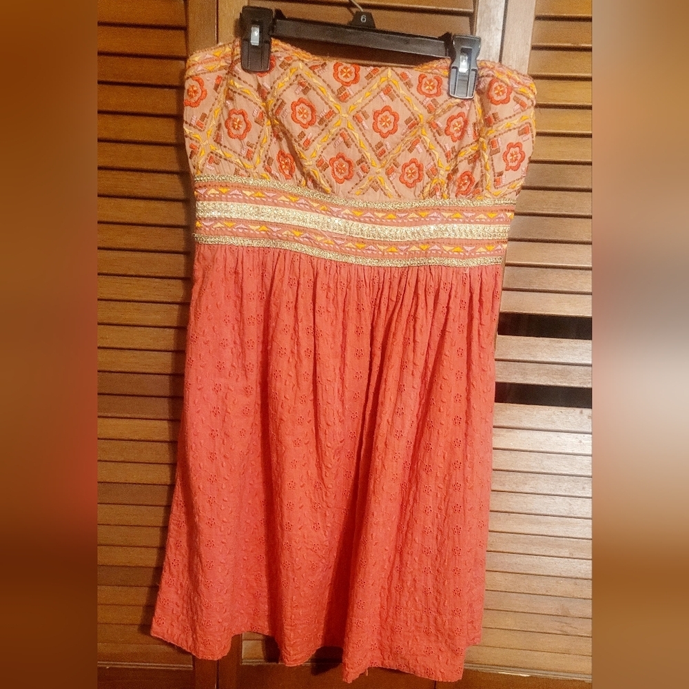 American Rag Orange Smocked Top - Picture 1 of 10